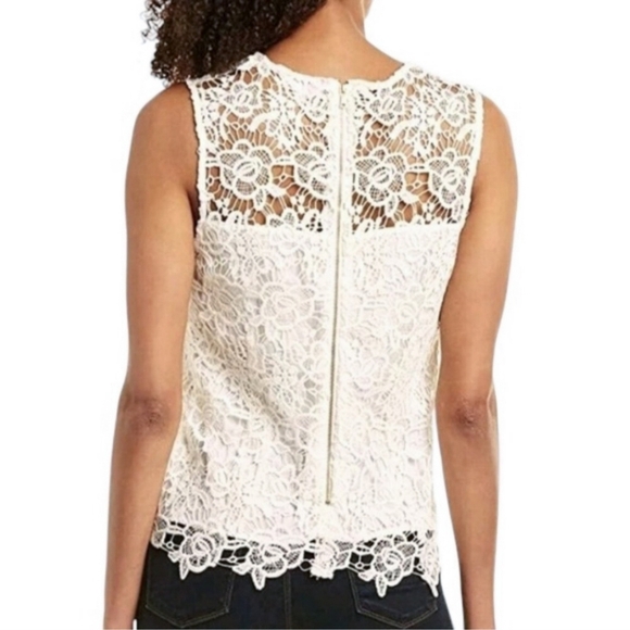 Nanette Lepore Ivory Floral Lace Sleeveless Top - Picture 2 of 8
